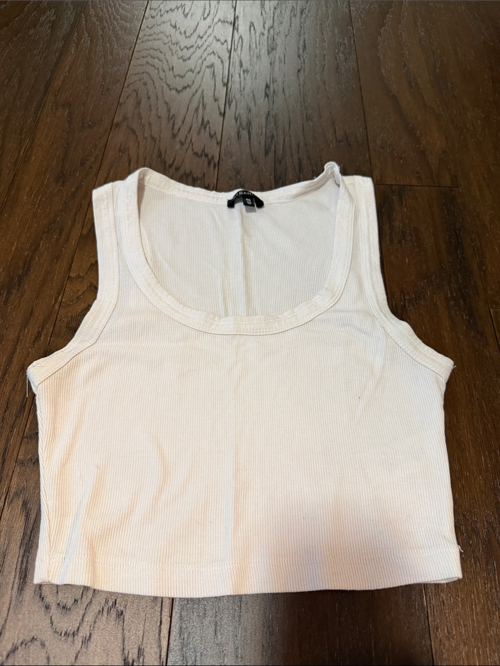 Dynamite White Ribbed Crop Tank Top
